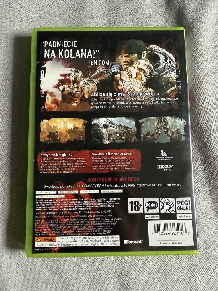Gra Gears of War 2 PL xbox 360, bdb stan