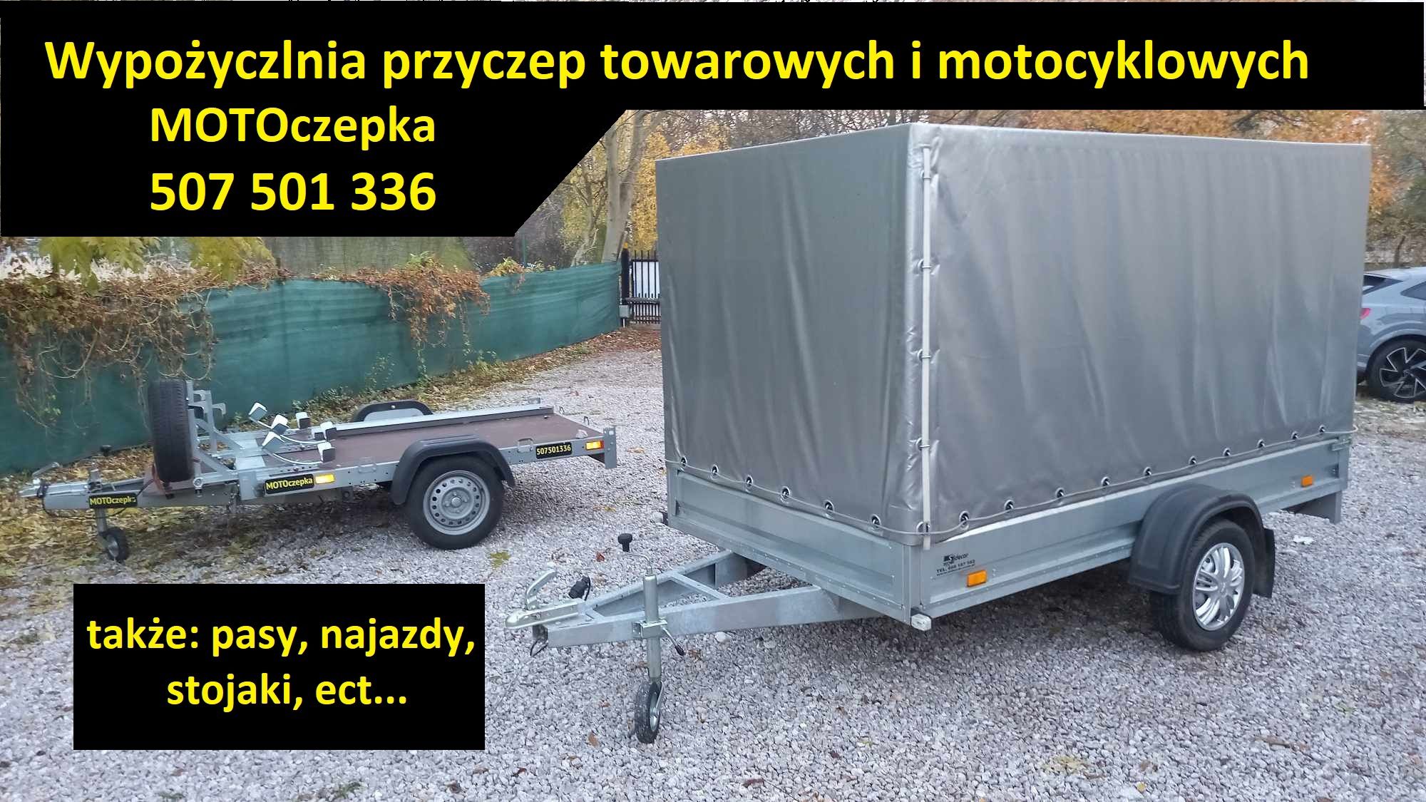 Wynajem przyczepa samochodowa transport quad najazdy stojak meble pasy
