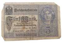 Stary Banknot kolekcjonerski Niemcy 5 marek 1917