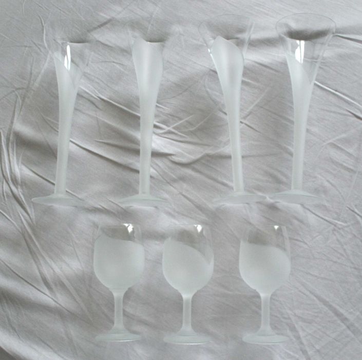 kielichy, kieliszki, oszronione, piaskowane, matowe szkło