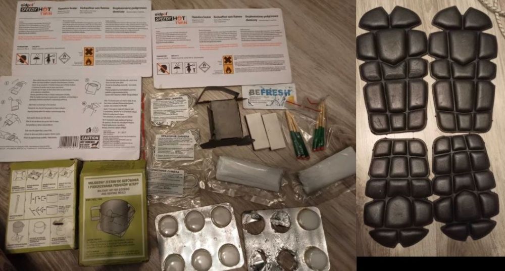 wojskowy zestaw do gotowania podgrzewacz chemiczny ochraniacze munduru
