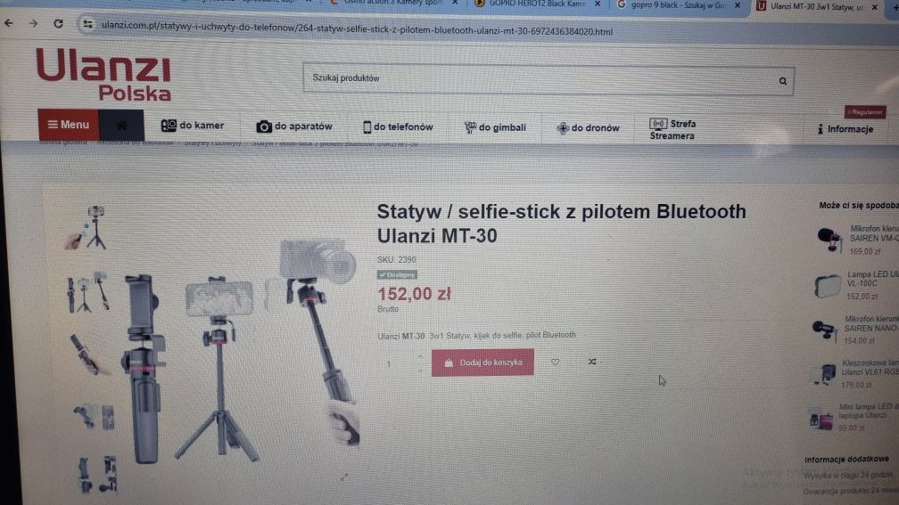 Statyw, selfie stick ULANZI MT-30  wyprzedaż -70!!! Nowy