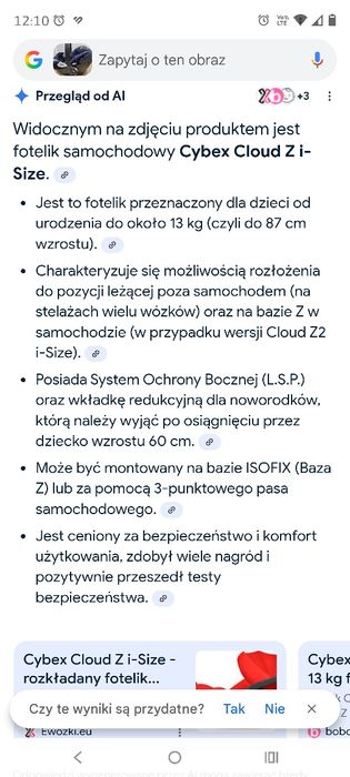 Fotelik cybex bezwypadkowy