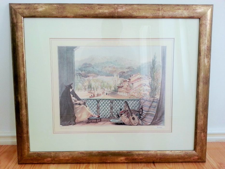 Quadros com gravuras de Lisboa, Guimarães e Sintra