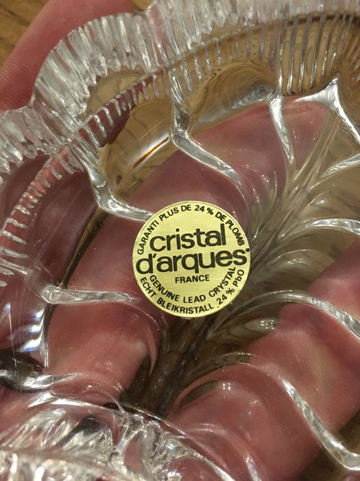 Cristal D’arques francês cinzeiro folha
