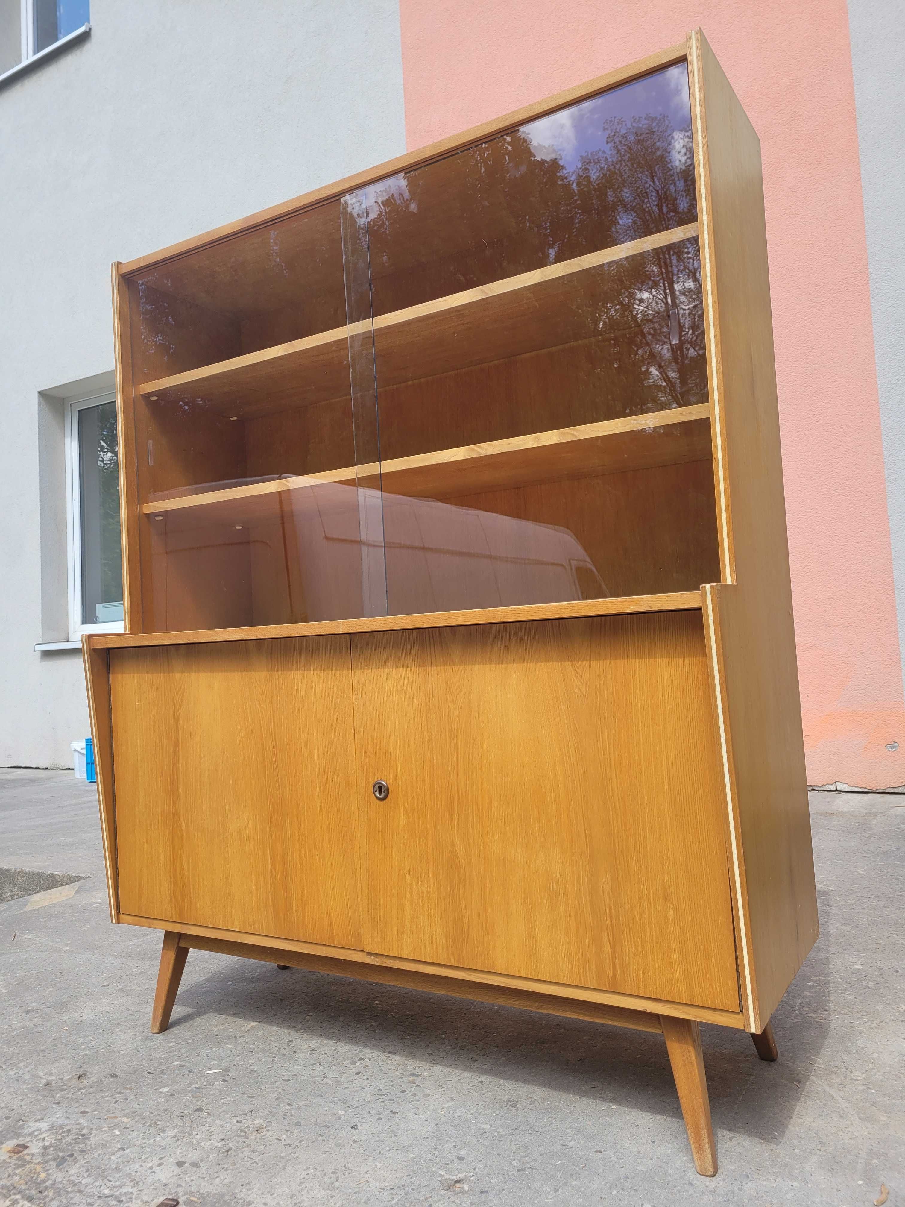 Biblioteczka witryna Czechosłowacja vintage 60 lata prl drewno