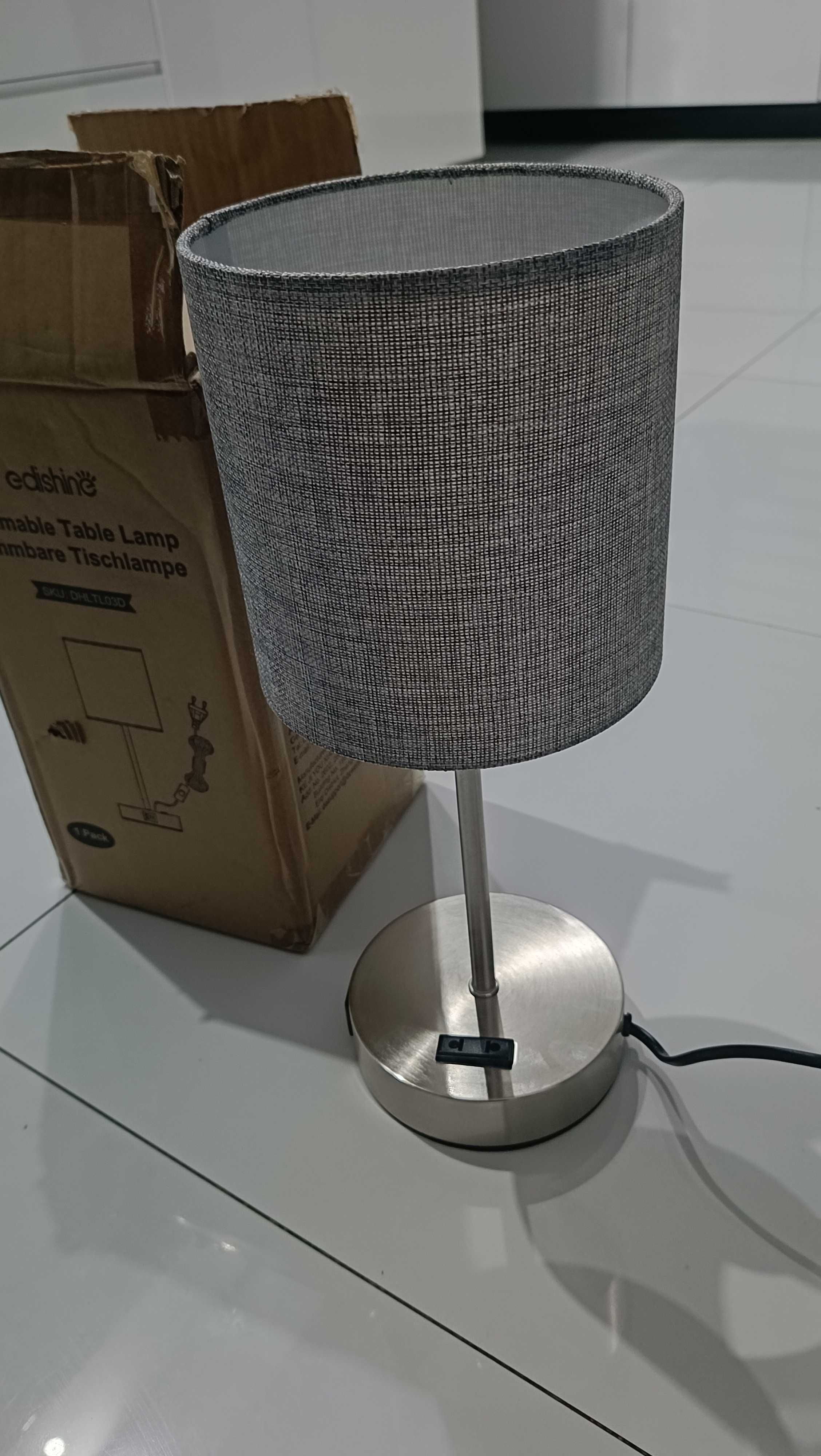 lampka nocna beże i brązu 2 porty usb ładowarka