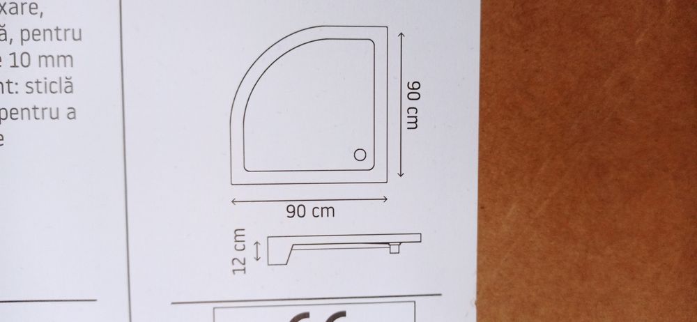 Brodzik półokrągły kabinowy 90x90x12 cm wysoki  plus niski nowy syfon