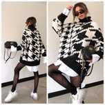 H&M efektowny czarno biały pudełkowy sweter oversize pepitka