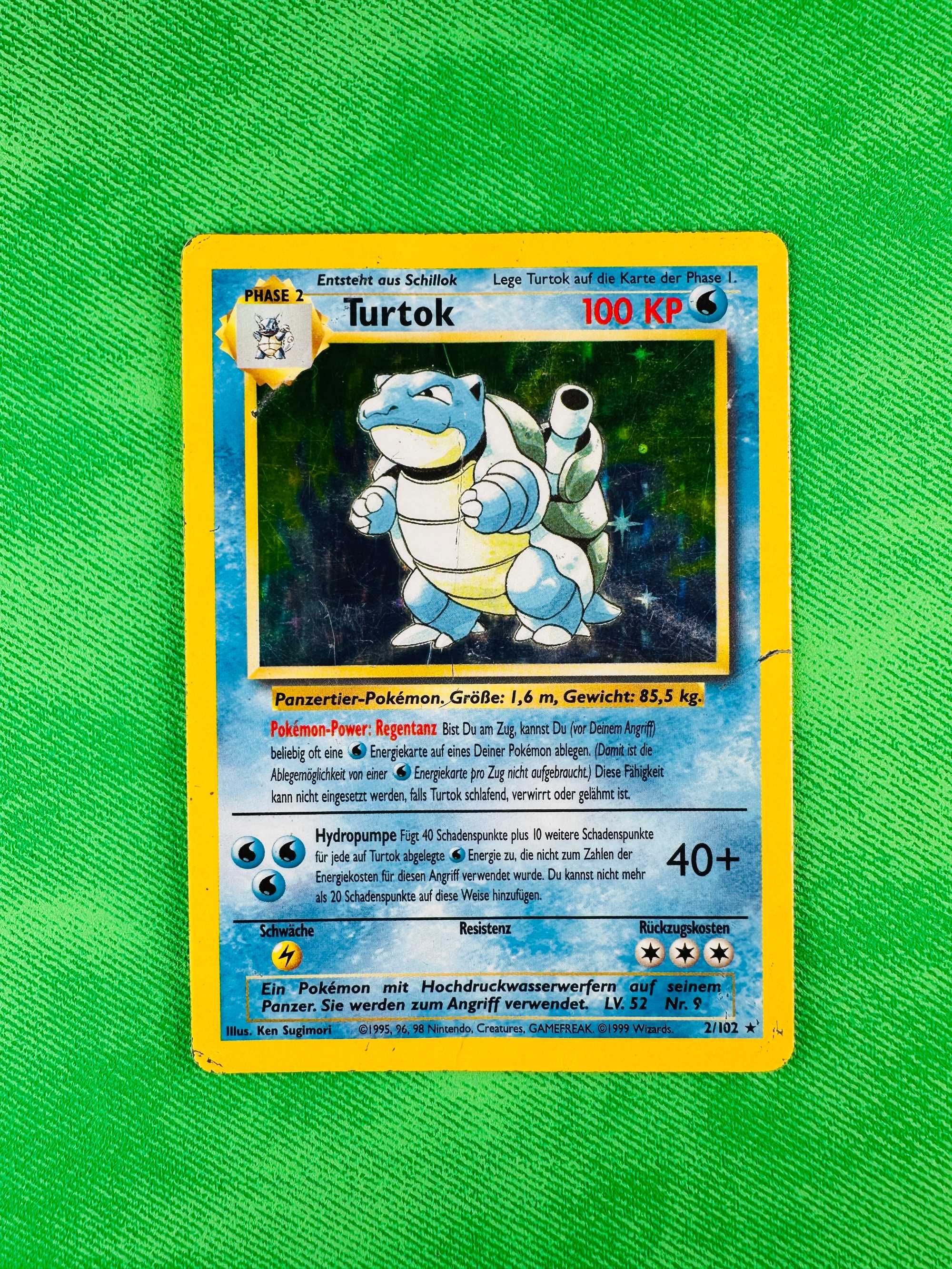 Blastoise 2/102 Base Set - NIEMIECKI - Słaby stan - Karta Pokemon