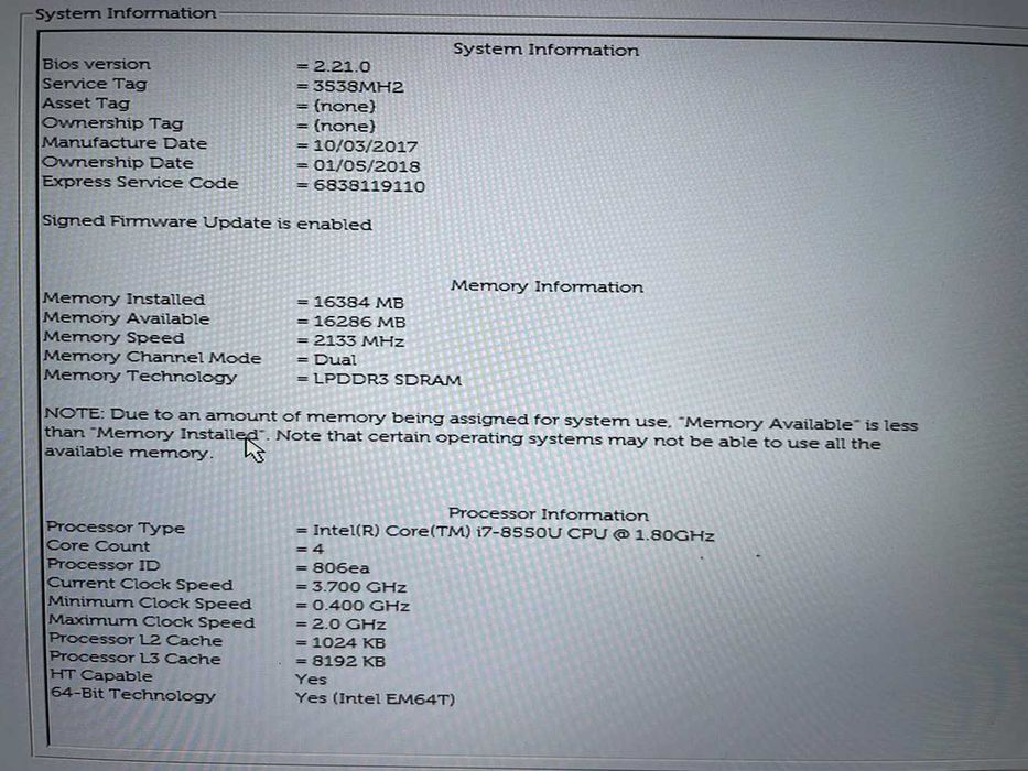 Dell XPS 13 9360 | i7 8550U | 16GB | 512 SSD | 4K 3200×1800 Touch