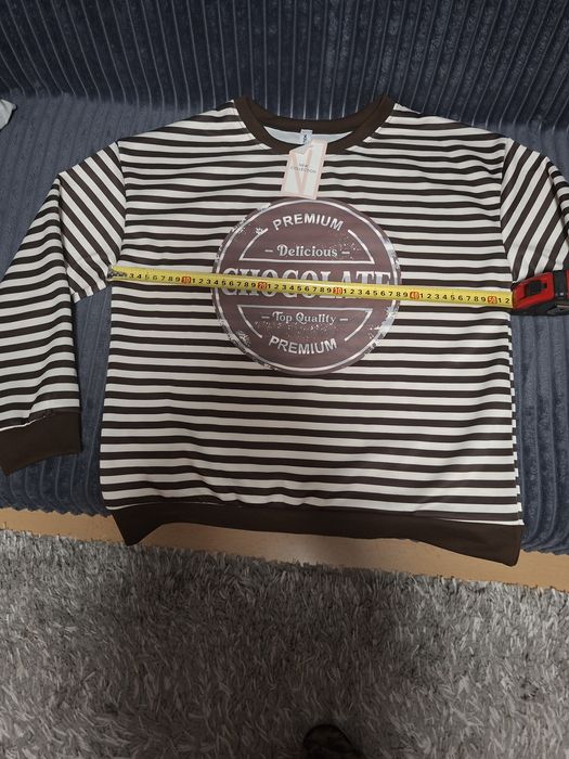 Bluza w pasy biało czekoladowe