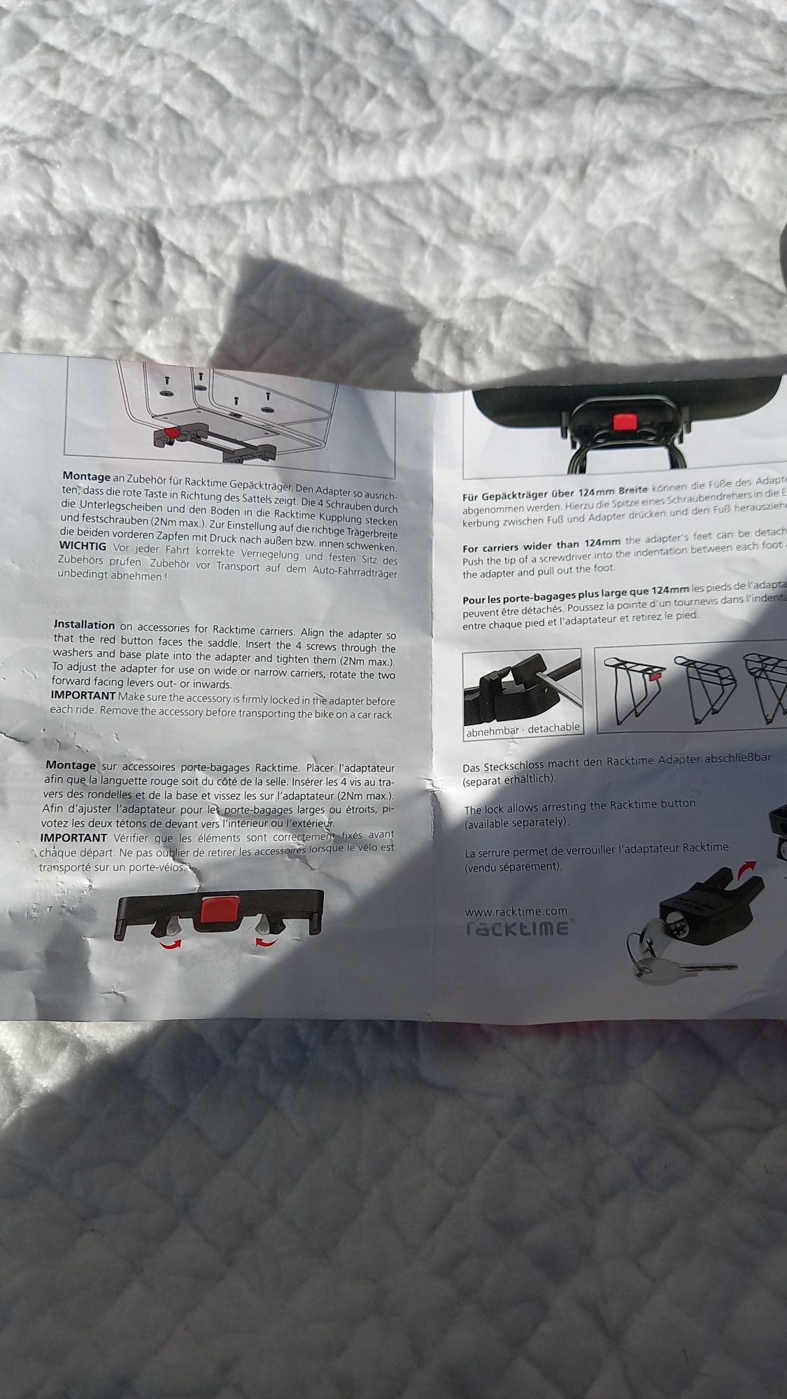 Używany adapter do bagażnika do roweru firmy klickfix