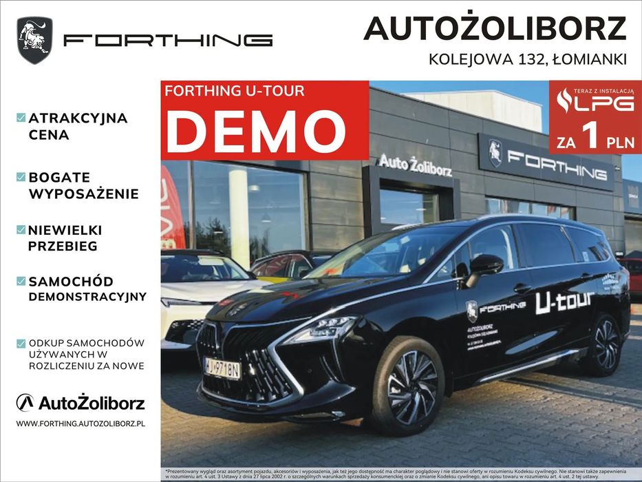 Forthing U Tour Samochód DEMONSTRACYJNY, Minivan 7-osobowy, instalacja LPG za 1 zł