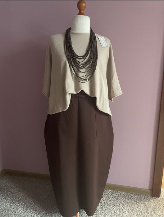 Pudelkowy sweterek oversize beżowy 40-46