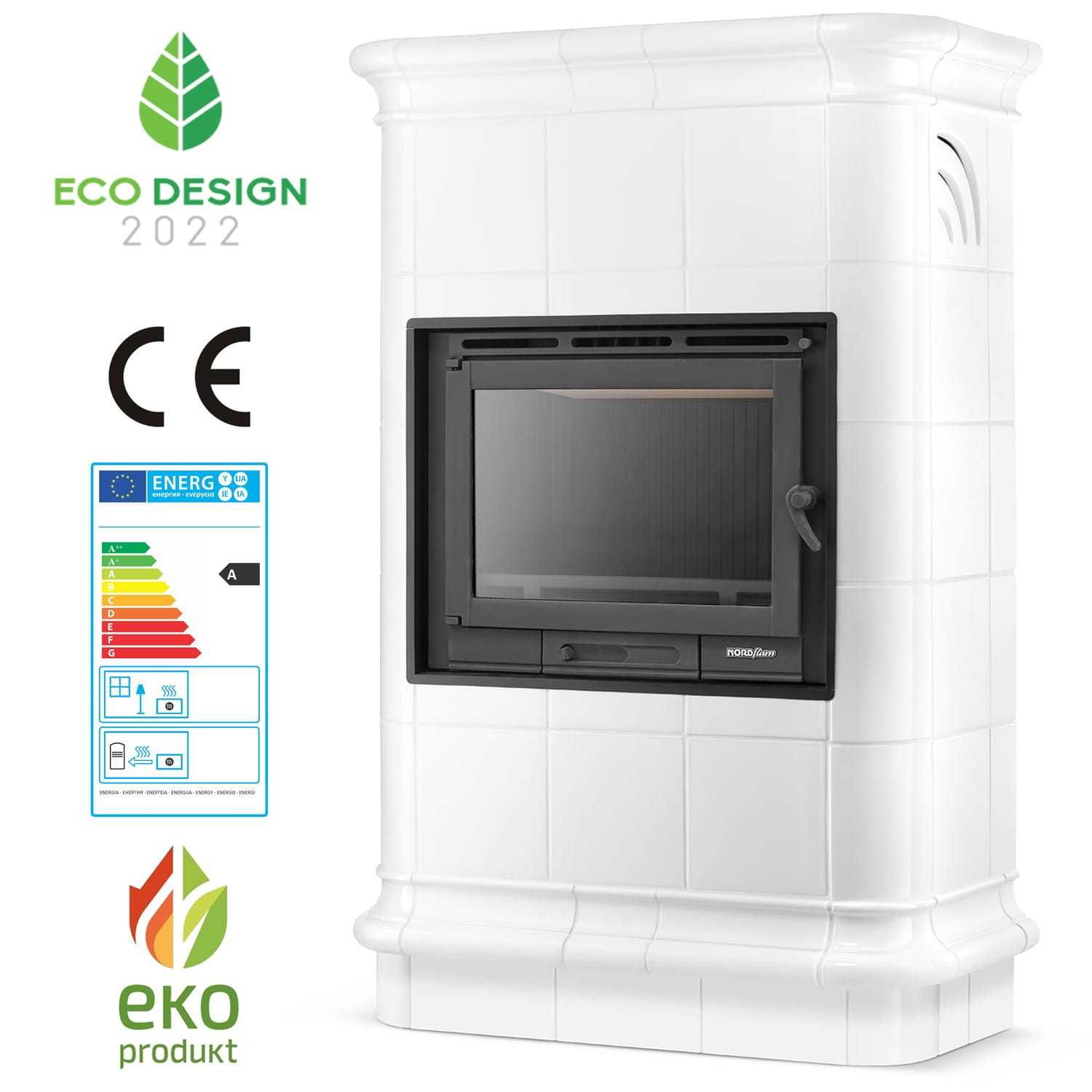 Stylowy Piec kaflowy kominek koza ROMA biała 13kW EkoProjekt MONTAŻ