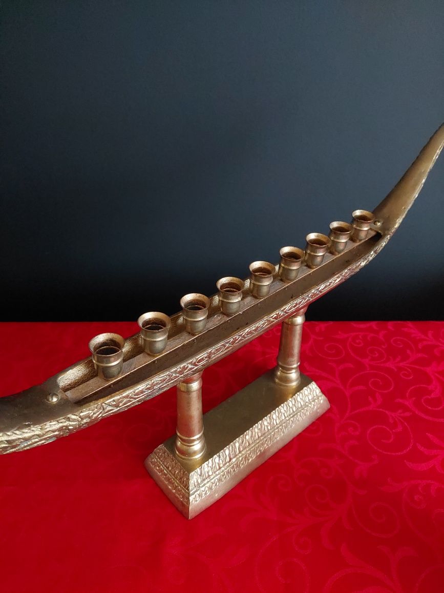 Suphannahong boat 72 cm tajski świecznik mosiądz