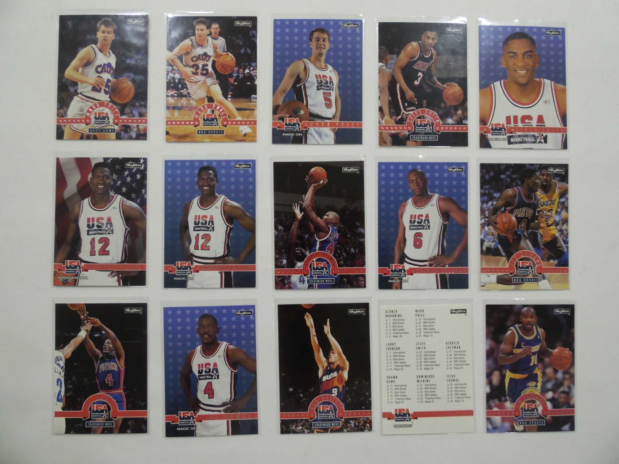 Lotes de cartas da NBA Skybox e outras