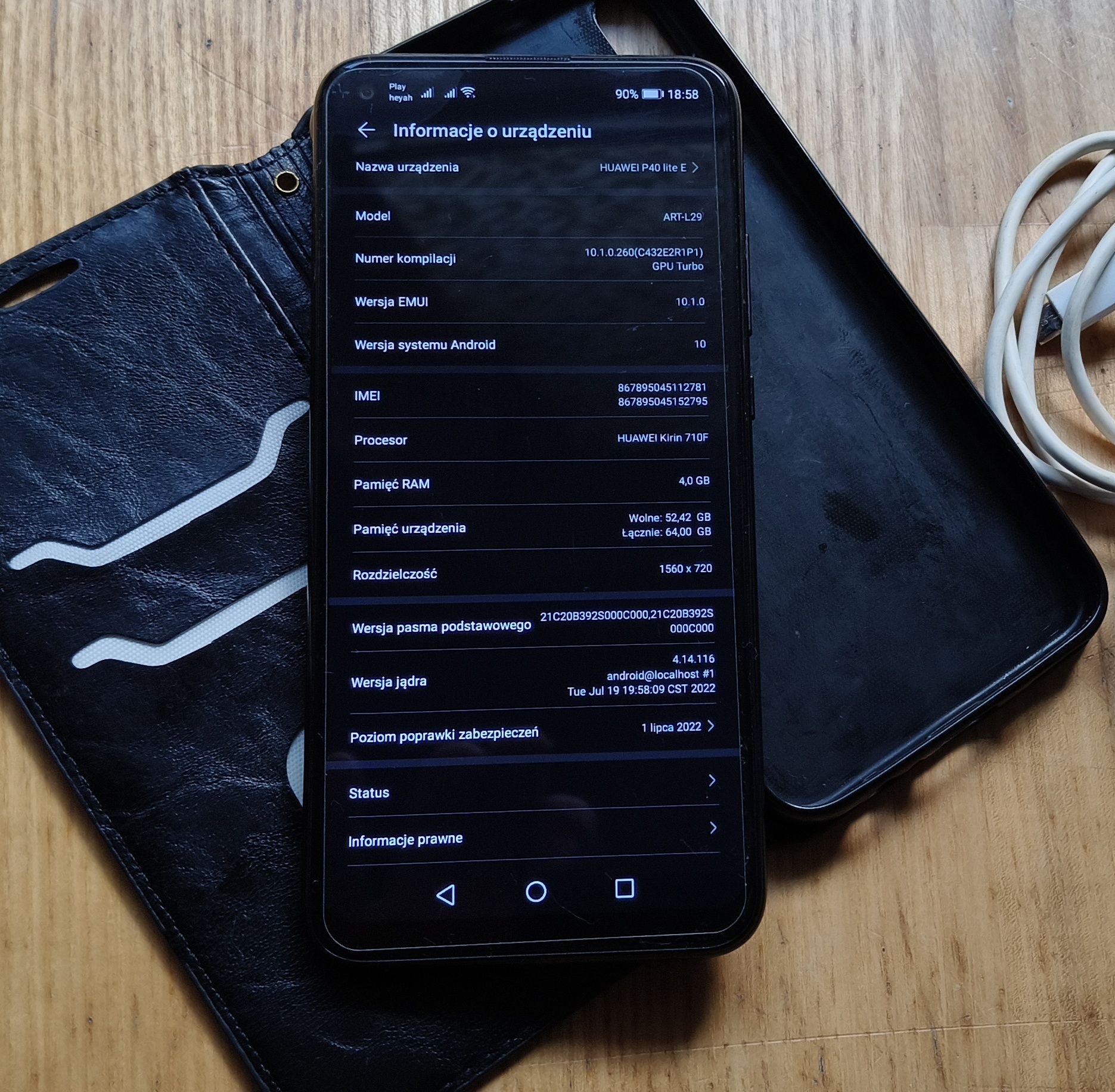 Huawei P40 Lite E Dual SIM ART-L29 4GB/64GB 6,39" szkło+etui skórzane