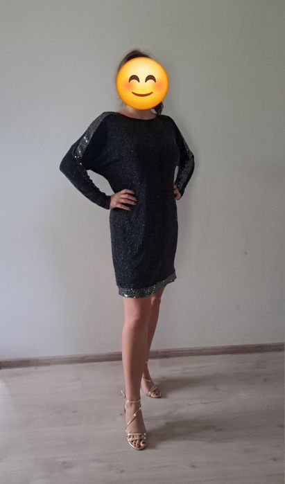 Mini sukienka błyszcząca nitka cekiny mieniaca sie XL 42
