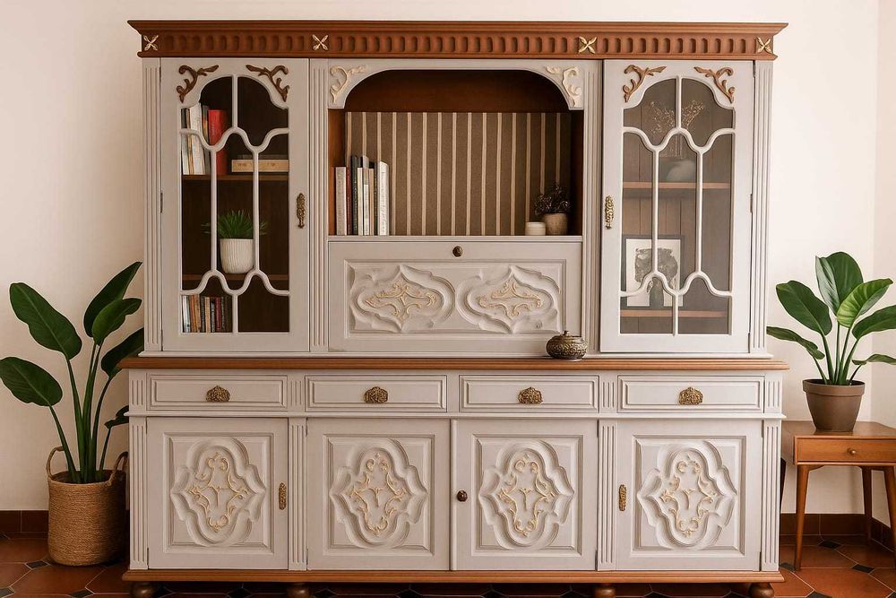 Móvel antigo restaurado – estilo vintage pintado em tons modernos