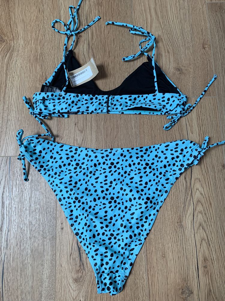 Piękny komplet bikini Nasty Gal groszki wiązania L /XL