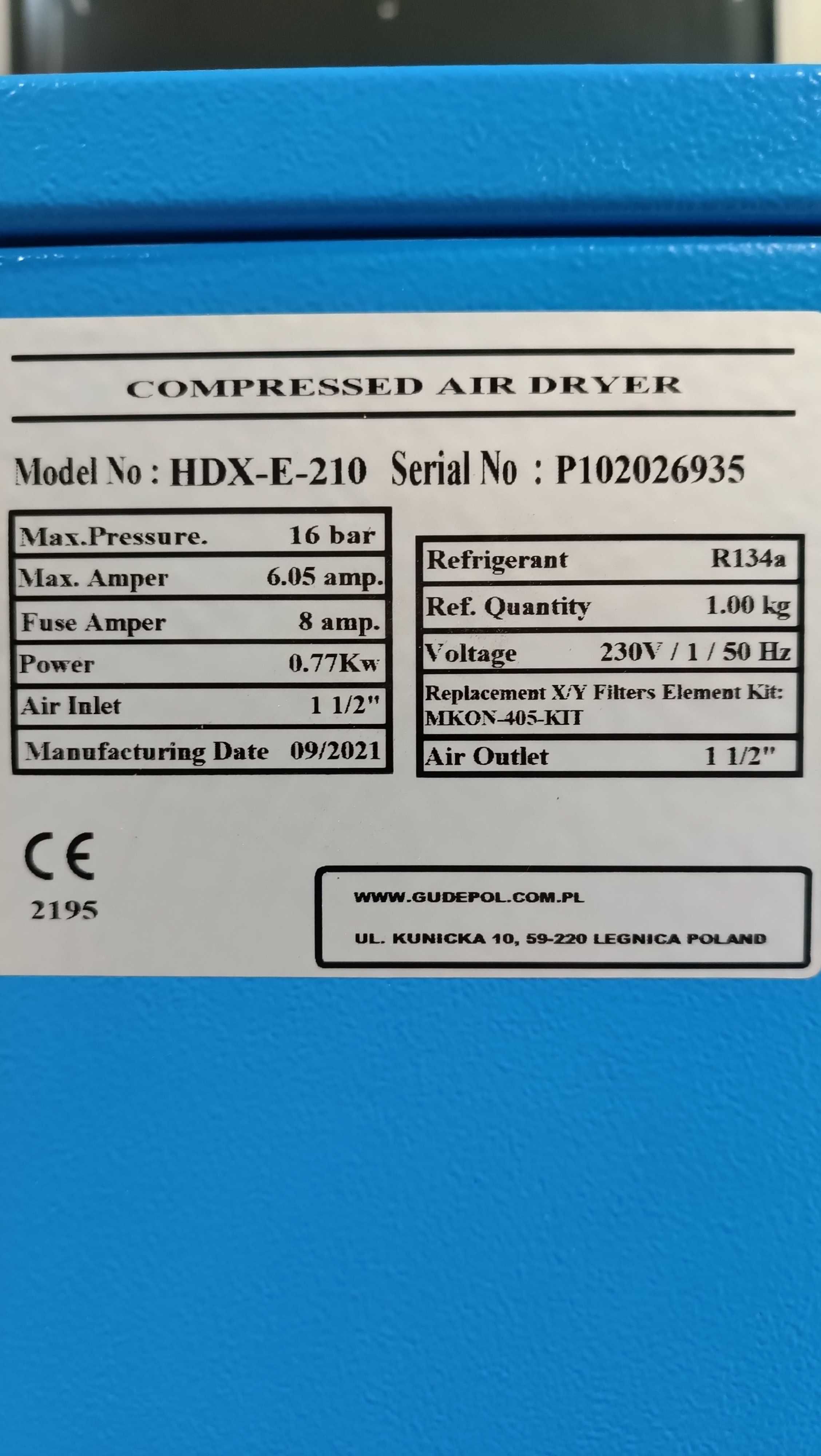 Osuszacz ziębniczy GUDEPOL HDX-E 210 HDX-E210
