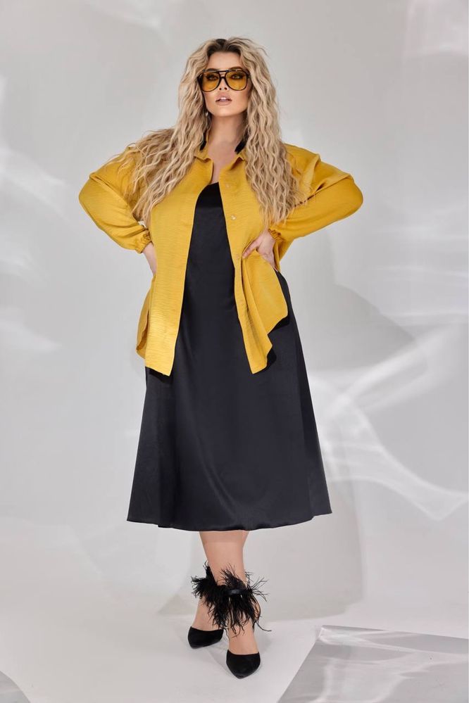 Стильна жіноча Оверсайз сорочка блузка Батал великий розмір