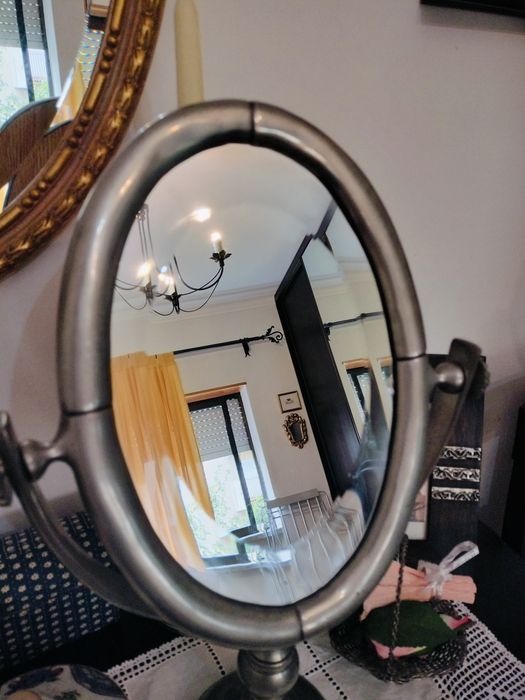 Espelho e Castiçal em Estanho