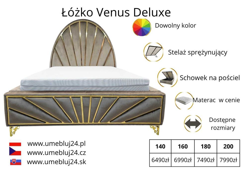 Łóżko Venus Deluxe – elegancja i komfort w stylu glamour