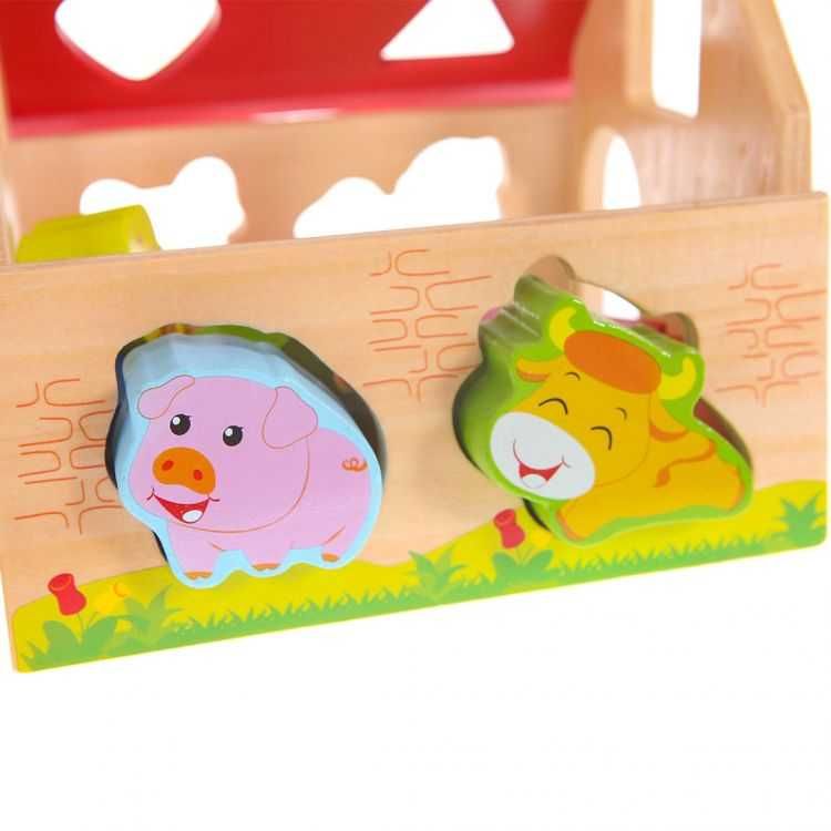Drewniany domek farma sorter  kształtów klocki  Ecotoys