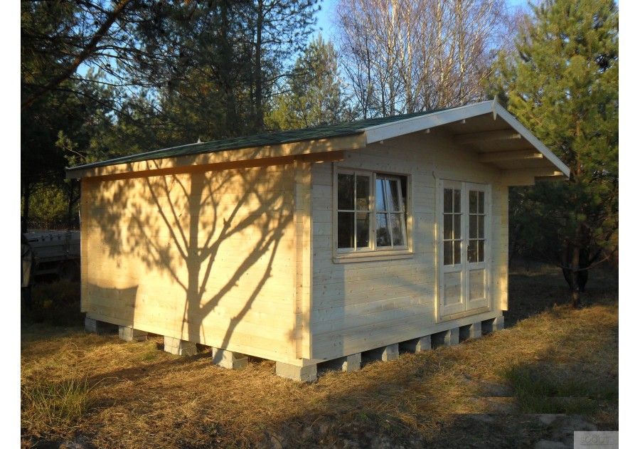 Domek letniskowy drewniany z balika rekreacyjny jeden pokój 5.0x5.0m