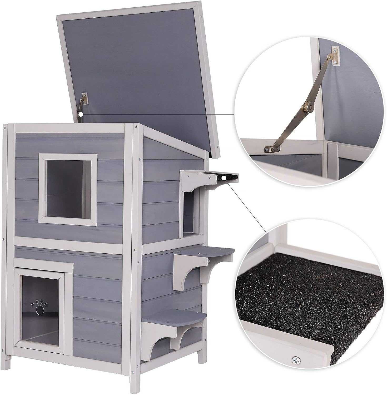 NOVO - Casota para gatos de exterior com 2 andares