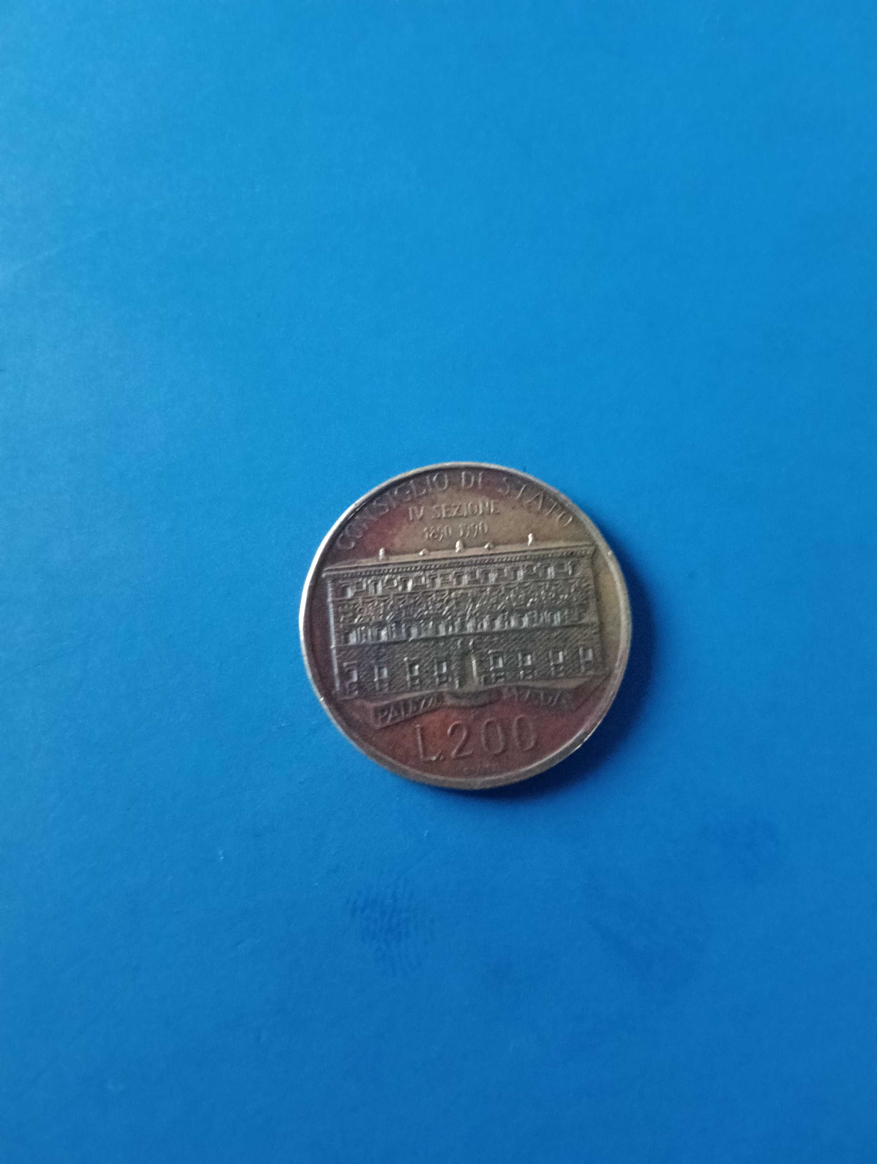 Moneta Włochy 1990 r. 200 lirów