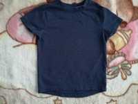 Granatowa gładka bluzka z krótkim rękawem Nutmeg 92 - 98 jak nowa