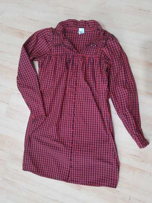 Sukienka tafta czerwono czarna krateczka