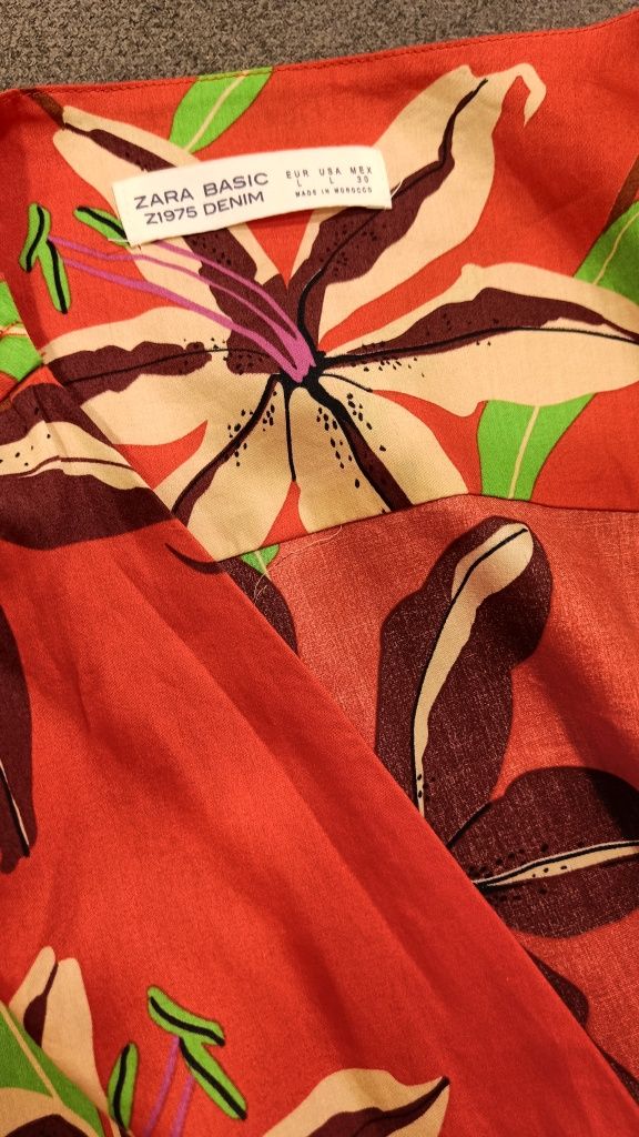 Kombinezon Zara czerwony w kwiaty bawełna  M/L