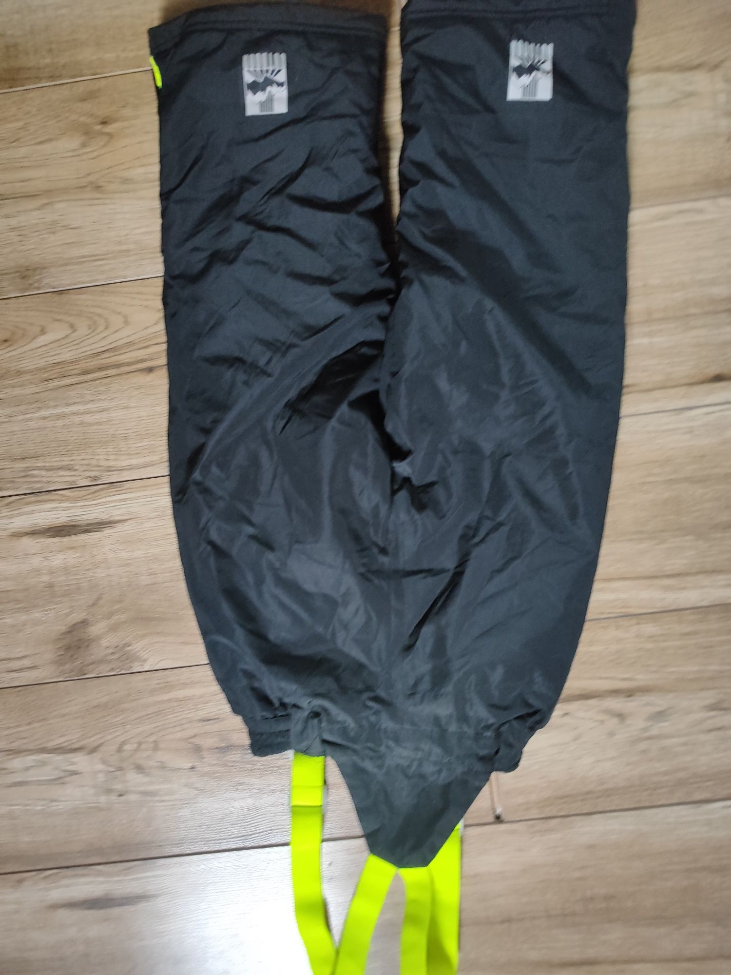 Spodnie zimowe ocieplane 116 unisex szelki czarne zima narciarskie