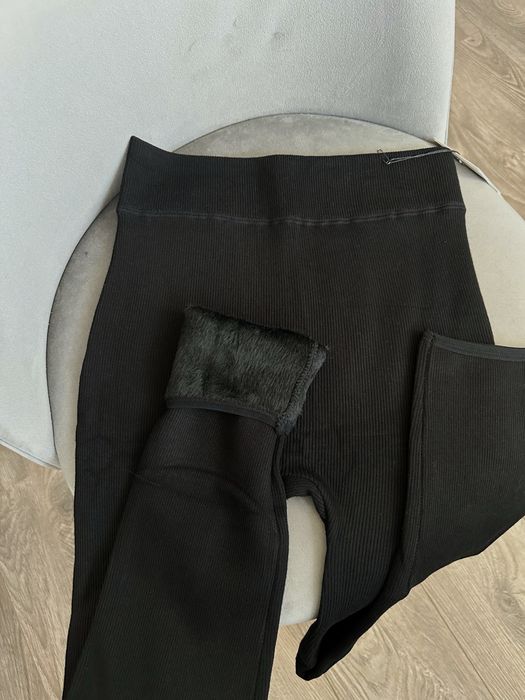 Лосини теплі в рубчик на хутрі з ефектом утяжки преміум якість