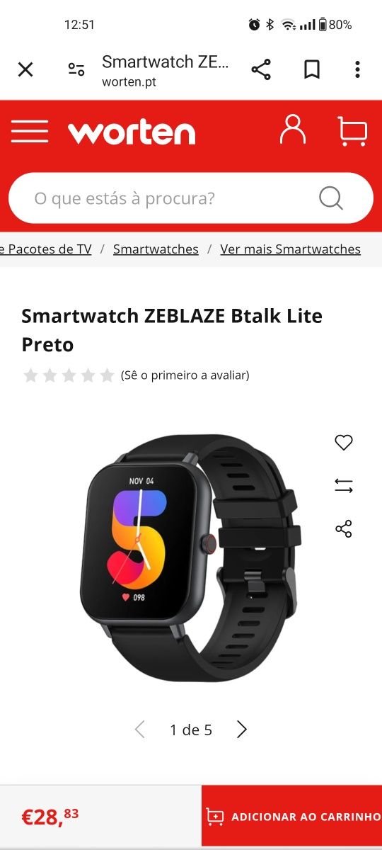 Smartwatch Zeblaze Btalk lite