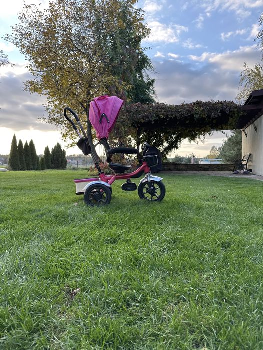 Rowerek różowy z daszkiem