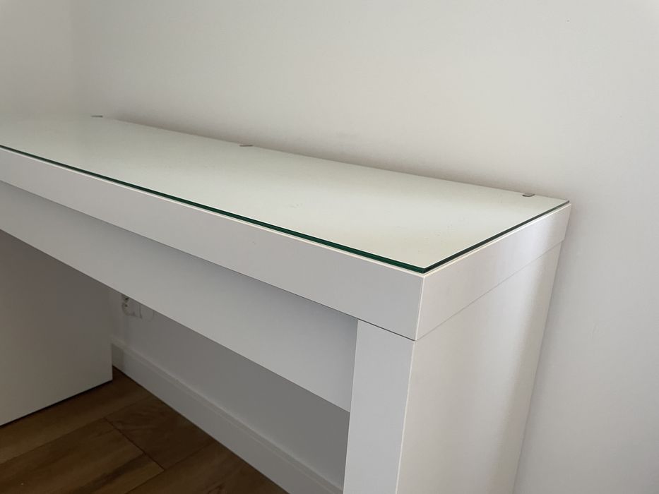 IKEA Malm toaletka biała 120x41 cm szklany blat stan dobry