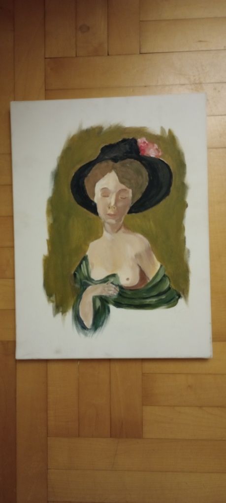 Piękny portret kobiety malowany art deco