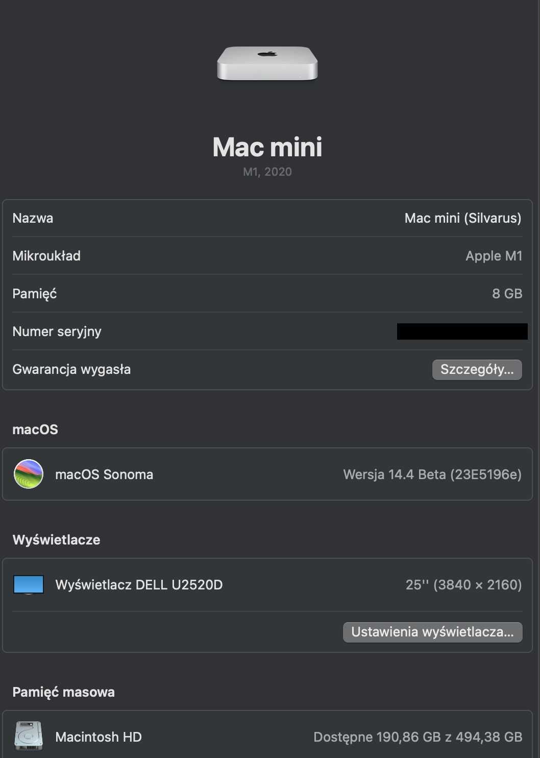 Mac mini M1 8GB RAM, 500 GB SSD