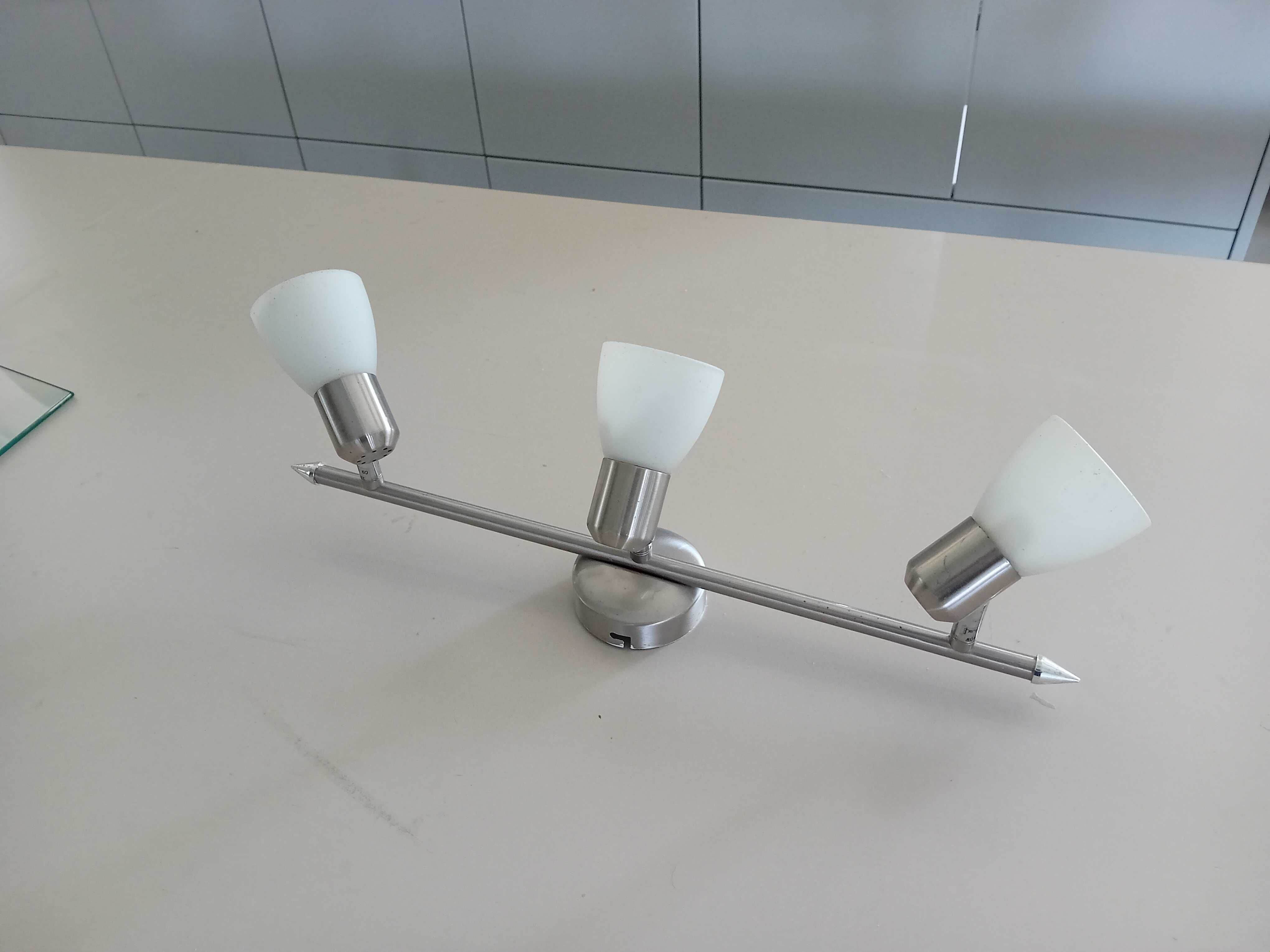 Lampa sufitowa stal nierdzewna białe szkło