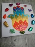 Nowy ręcznie malowany 20x20 obraz chakra yoga joga hamsa