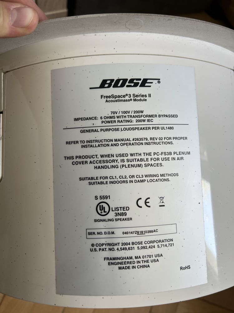 Bose Freespace III white. Zestaw glosników sufitowych z subwooferem