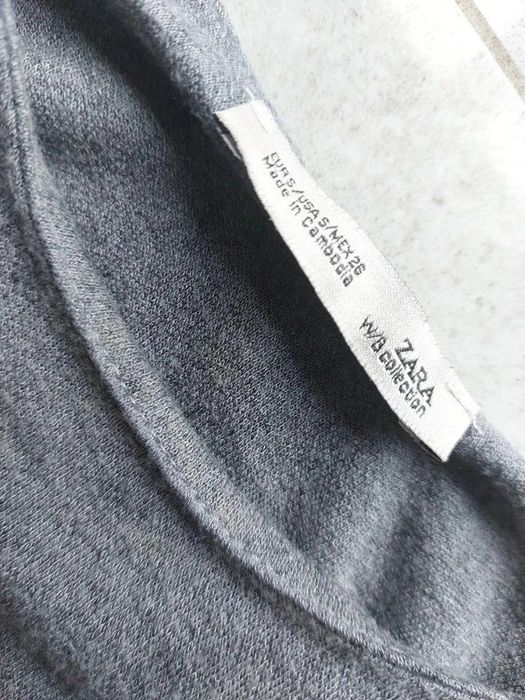 Dłuższy sweterek sweter z rozcięciami damski szary wełniany Zara S 36