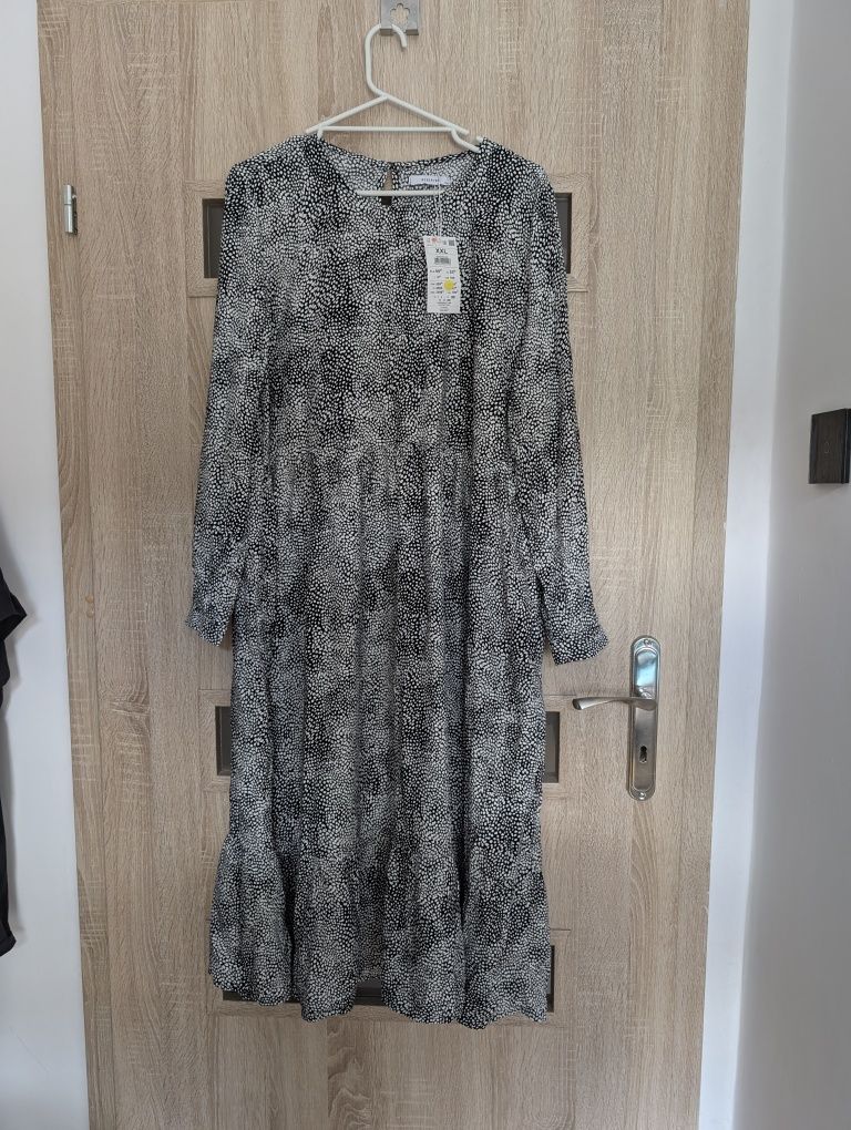 Nowa sukienka z metka Reserved plus size XXL 46 szara długa lato lekka