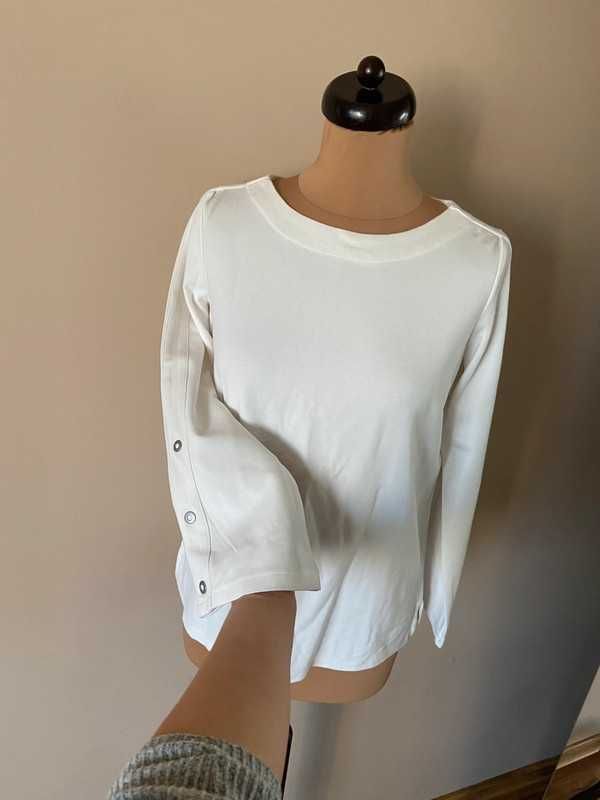 M l 38 40 tatuum bialy sweter bluza basic guizki na rekawach wiosna